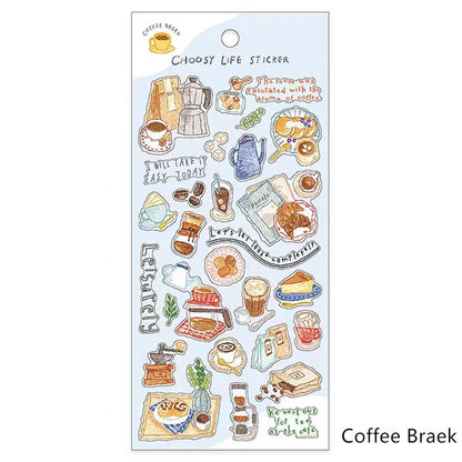 Mind Wave Chooosy Life Japanese Stickers | Coffee Bake Bread Cake Stationery Decorative Stickers | Planner Journal Collage DIY Bujo Supplies