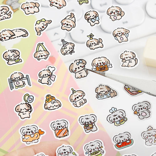 Mini Cat Dog Panda Rabbit Sticker | Cute Animal Stickers | Kawaii Animal Planner Stickers Junk Journal Scrapbooking Supplies