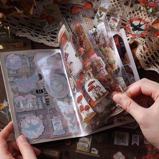 20 Sheets Retro Nature PET Sticker Book | Plants Flowers Butterfly Planet | Junk Journal Stickers|Scrapbooking Craft Bullet Journal Supplies