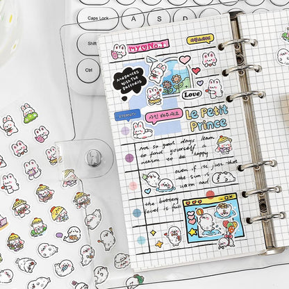 Mini Cat Dog Panda Rabbit Sticker | Cute Animal Stickers | Kawaii Animal Planner Stickers Junk Journal Scrapbooking Supplies