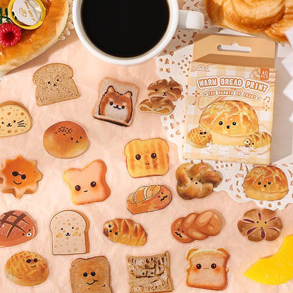 Cute Bread PET Sticker Pack | Bread Toast Bagel Stickers | Planner Sticker Set | Junk Journal | Die Cut Deco Stickers