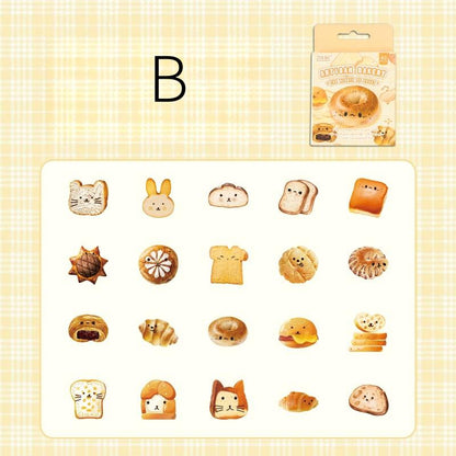 Cute Bread PET Sticker Pack | Bread Toast Bagel Stickers | Planner Sticker Set | Junk Journal | Die Cut Deco Stickers