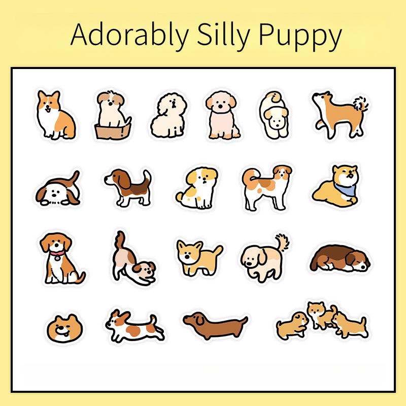 40pcs Cute Puppy Kitten Sticker | Cute Handdrawn Cat Stickers | Kawaii Animal Planner Stickers Junk Journal Scrapbooking Supplies