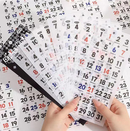12 Sheets Date Daily Calendar Stickers | 2025 Calendar | Functional Sticker Pack | Planner Accessories | Bullet Journal Collage Supply