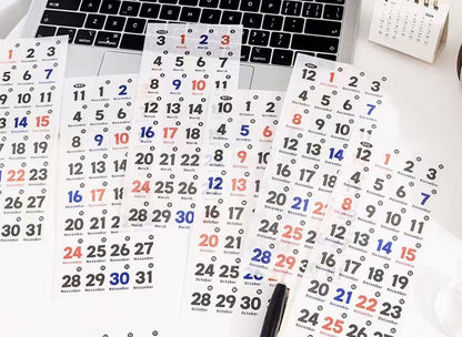 12 Sheets Date Daily Calendar Stickers | 2025 Calendar | Functional Sticker Pack | Planner Accessories | Bullet Journal Collage Supply