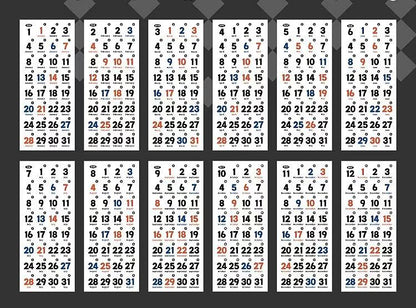 12 Sheets Date Daily Calendar Stickers | 2025 Calendar | Functional Sticker Pack | Planner Accessories | Bullet Journal Collage Supply