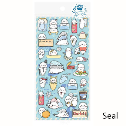 Nekoni Korean Cute Cat Dog Panda Seal Penguin Chipmunk Stickers | Kawaii Animal Planner Stickers Junk Journal Scrapbooking Collage Supplies