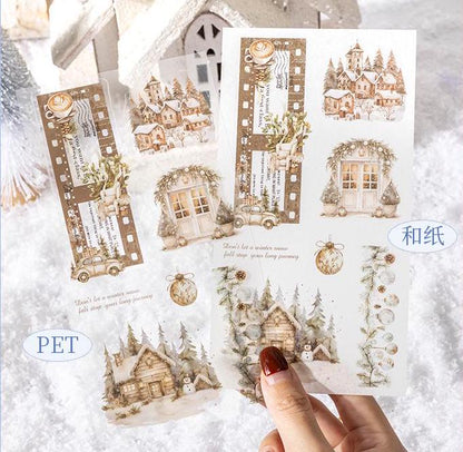 18 Sheets Cozy Winter Snow Sticker Book | Christmas Sticker Book | Planner Stickers for Junk Journal Scrapbooking Projects