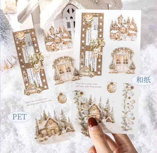 18 Sheets Cozy Winter Snow Sticker Book | Christmas Sticker Book | Planner Stickers for Junk Journal Scrapbooking Projects