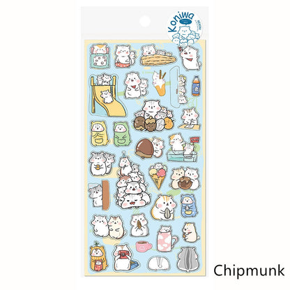 Nekoni Korean Cute Cat Dog Panda Seal Penguin Chipmunk Stickers | Kawaii Animal Planner Stickers Junk Journal Scrapbooking Collage Supplies