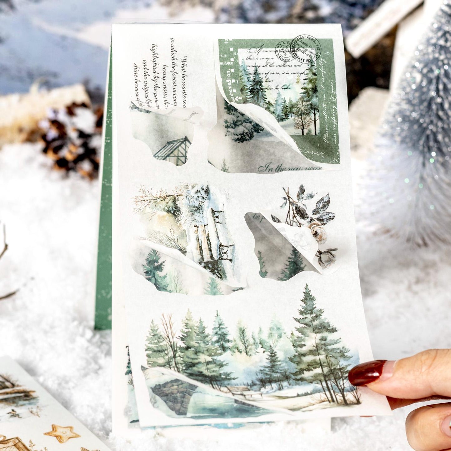 18 Sheets Cozy Winter Snow Sticker Book | Christmas Sticker Book | Planner Stickers for Junk Journal Scrapbooking Projects