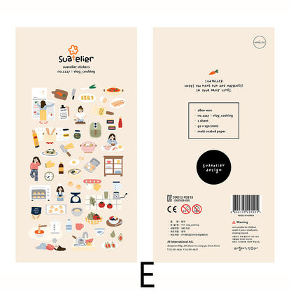 Suatelier Korean Cute Food Stickers | Kawaii Food Coffee Bread Planner Decorative Stickers | Bujo Junk Journal Collage Scrapbooking Supplies