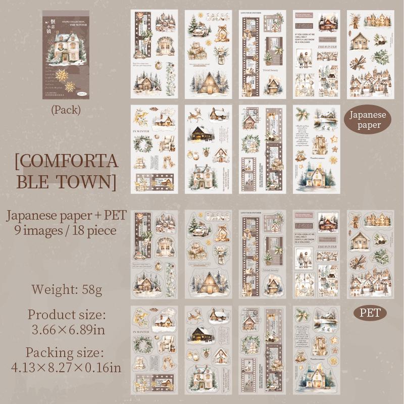 18 Sheets Cozy Winter Snow Sticker Book | Christmas Sticker Book | Planner Stickers for Junk Journal Scrapbooking Projects