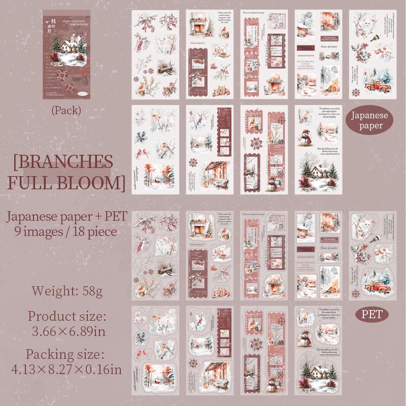 18 Sheets Cozy Winter Snow Sticker Book | Christmas Sticker Book | Planner Stickers for Junk Journal Scrapbooking Projects