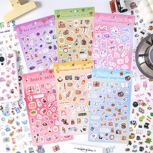 Weekend Grocery | Cute Daily Life Aesthetics Stickers | Kawaii Planner Decorative Stickers | Food Fashion | Journal Scrapbooking Supplies