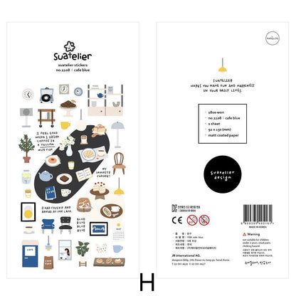 Suatelier Korean Cute Food Stickers | Kawaii Food Coffee Bread Planner Decorative Stickers | Bujo Junk Journal Collage Scrapbooking Supplies