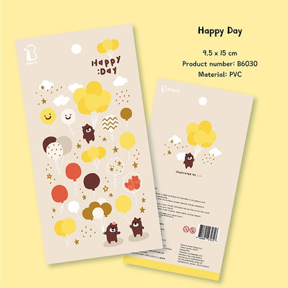 BONITO Korean Cute Happy Day Cookies Bear Stickers | Kawaii Planner Decorative Stickers | Bujo Junk Journal Collage Scrapbooking Supplies