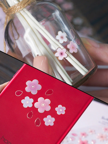 Suatelier Korean Sakura Flower Stickers | Planner Decorative Stickers | Bujo Junk Journal Collage Scrapbooking Supplies