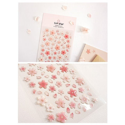 Suatelier Korean Sakura Flower Stickers | Planner Decorative Stickers | Bujo Junk Journal Collage Scrapbooking Supplies