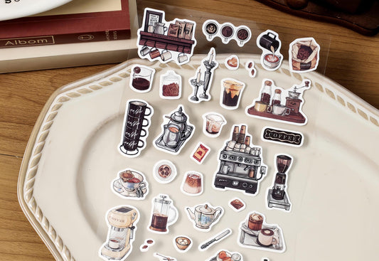 Time Collection Vintage Goods Aesthetics Sticker Sheet｜Coffee Plant Bread Stationery Stickers | Planner Collage Junk Journal Supplies