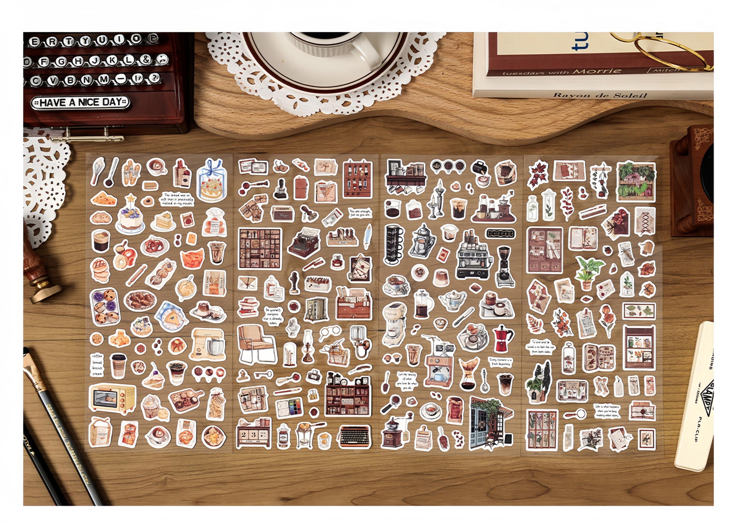 Time Collection Vintage Goods Aesthetics Sticker Sheet｜Coffee Plant Bread Stationery Stickers | Planner Collage Junk Journal Supplies