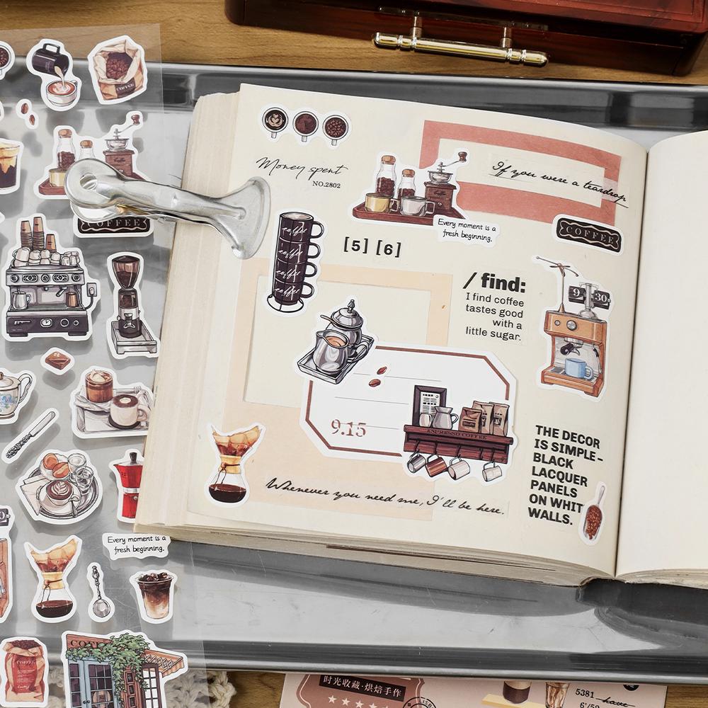 Time Collection Vintage Goods Aesthetics Sticker Sheet｜Coffee Plant Bread Stationery Stickers | Planner Collage Junk Journal Supplies