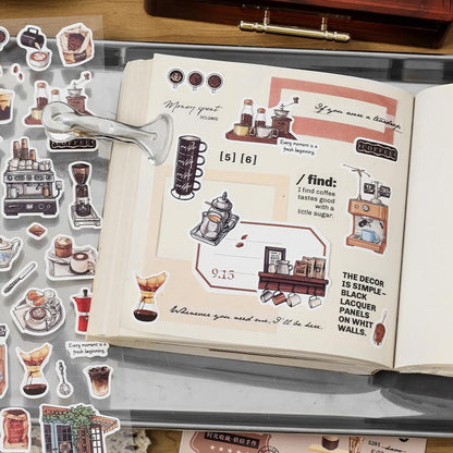 Time Collection Vintage Goods Aesthetics Sticker Sheet｜Coffee Plant Bread Stationery Stickers | Planner Collage Junk Journal Supplies