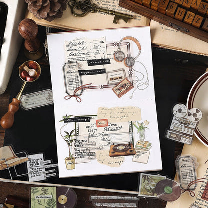 40pcs Retro Sticker Pack  /  Record Stickers / Coffe Stickers / Planner Sticker Set / Junk Journal / Die Cut Deco Stickers