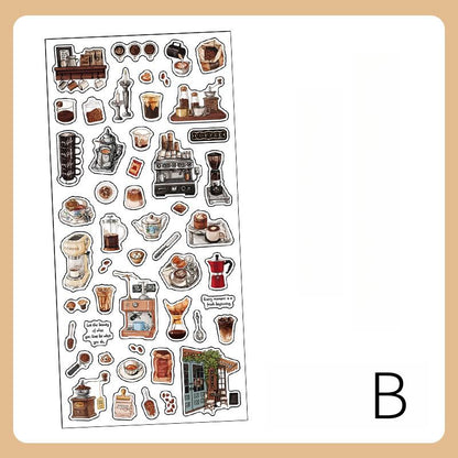 Time Collection Vintage Goods Aesthetics Sticker Sheet｜Coffee Plant Bread Stationery Stickers | Planner Collage Junk Journal Supplies