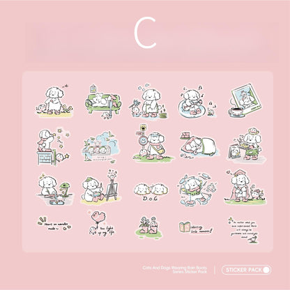 Kawaii Cats and Dogs Stickers | Cute Handdrawn Puppy Kitten Stickers | Planner Stickers Junk Journal Scrapbooking Supplies Kids Craft