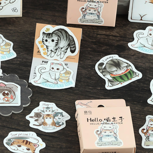 45pcs Cute Cat Sticker Pack | Junk Journal Stickers | Planner Sticker Set | Scrapbooking Kids Craft Supplies