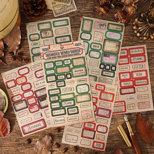 6 Sheets Retro Label Sticker | Words Decorative Stickers | Vintage Journal Scrapbooking Collage Crafting Supplies | Planner Sticker