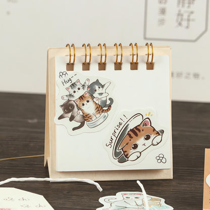 45pcs Cute Cat Sticker Pack | Junk Journal Stickers | Planner Sticker Set | Scrapbooking Kids Craft Supplies