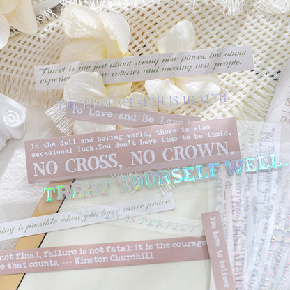 Silver Foiled Inspirational Quotes Sticker Pack | Healing Words Stickers | Vintage Journal Scrapbooking Collage Crafting Supplies