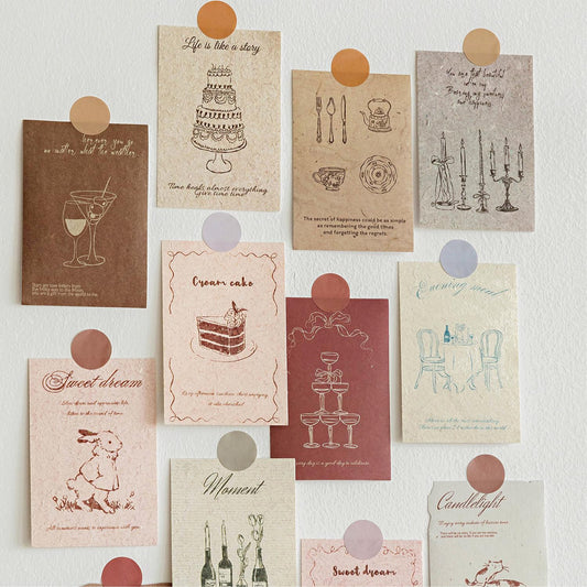 30pcs Material Paper Sticker Pack | Handdrawn Bakery Flower Plant Life Stickers | Collage Journal Scrapbooking Supplies | Gift Wrapping