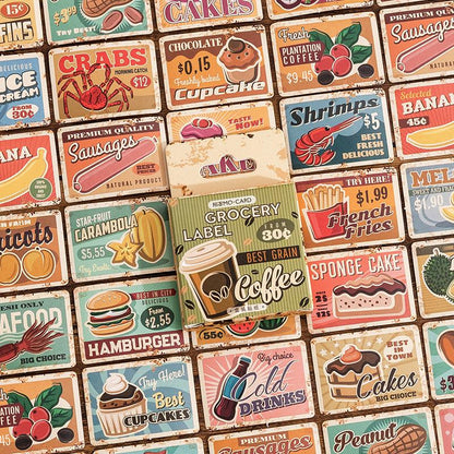 45pcs Retro Grocery Label Sticker Pack | Planner Junk Journal Stickers | Creative Cute Vintage Scrapbooking Craft DIY Collage Supplies