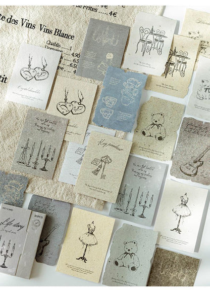 30pcs Material Paper Sticker Pack | Handdrawn Bakery Flower Plant Life Stickers | Collage Journal Scrapbooking Supplies | Gift Wrapping