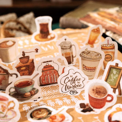 Vintage Coffee Stickers Material Pack | Coffee Stickers for Scrapbooking, Junk Journal, and Planner | Craft Collage Kit Vintage Journaling