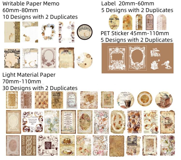 Vintage Coffee Stickers Material Pack | Coffee Stickers for Scrapbooking, Junk Journal, and Planner | Craft Collage Kit Vintage Journaling