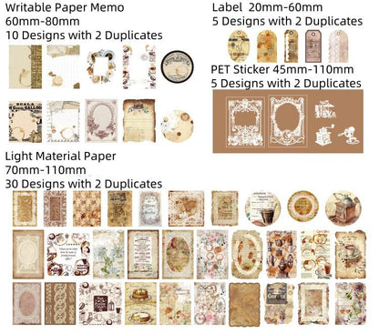 Vintage Coffee Stickers Material Pack | Coffee Stickers for Scrapbooking, Junk Journal, and Planner | Craft Collage Kit Vintage Journaling