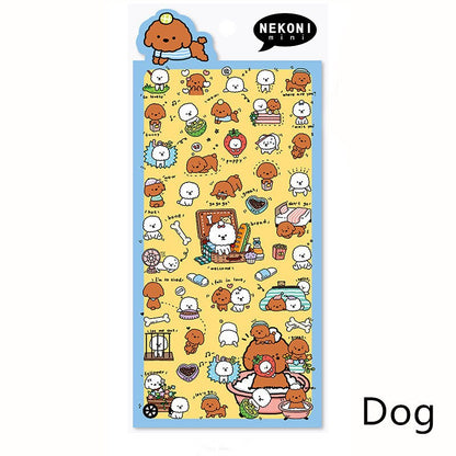 Nekoni Korean Cute Cat Dog Panda Pig Seal Sheep Stickers | Kawaii Animal Planner Stickers Junk Journal Scrapbooking Collage Supplies