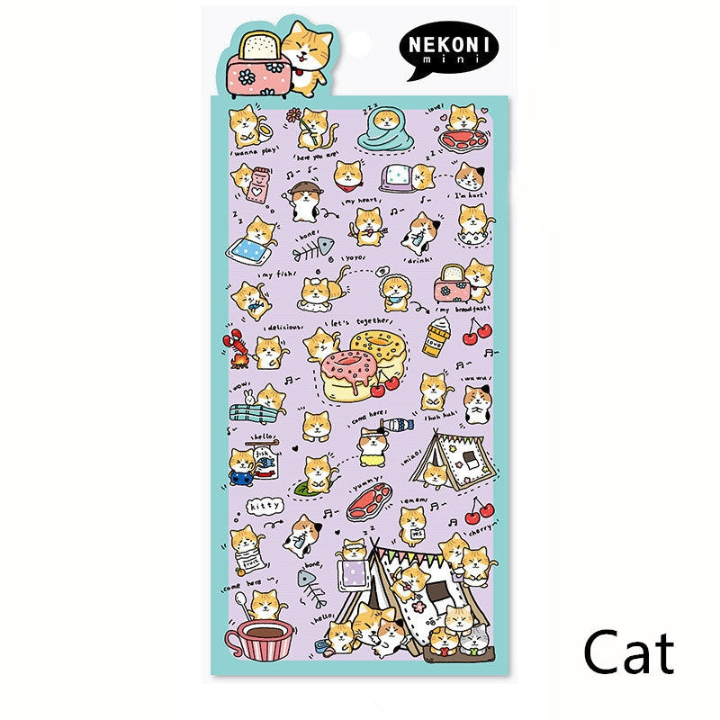 Nekoni Korean Cute Cat Dog Panda Pig Seal Sheep Stickers | Kawaii Animal Planner Stickers Junk Journal Scrapbooking Collage Supplies