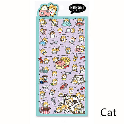 Nekoni Korean Cute Cat Dog Panda Pig Seal Sheep Stickers | Kawaii Animal Planner Stickers Junk Journal Scrapbooking Collage Supplies