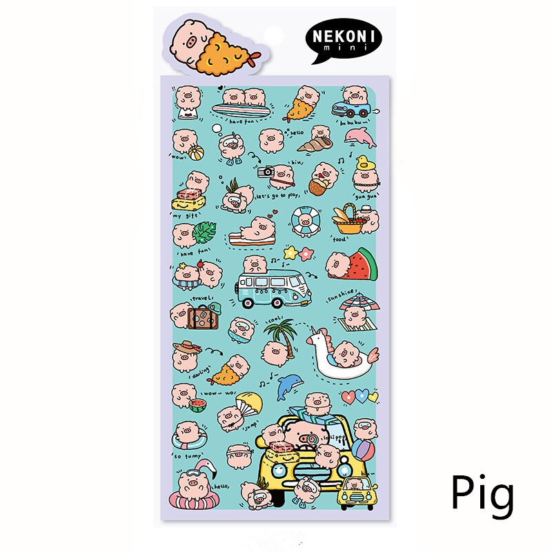 Nekoni Korean Cute Cat Dog Panda Pig Seal Sheep Stickers | Kawaii Animal Planner Stickers Junk Journal Scrapbooking Collage Supplies