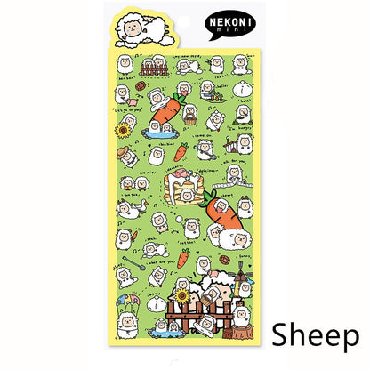 Nekoni Korean Cute Cat Dog Panda Pig Seal Sheep Stickers | Kawaii Animal Planner Stickers Junk Journal Scrapbooking Collage Supplies