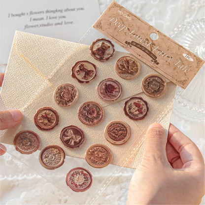 15pcs Hot Stamping Fire Paint Seal Stickers | Envelope Sealing | Wax Sealing Sticker | Junk Journal Planner Supplies | Gift Wrapping