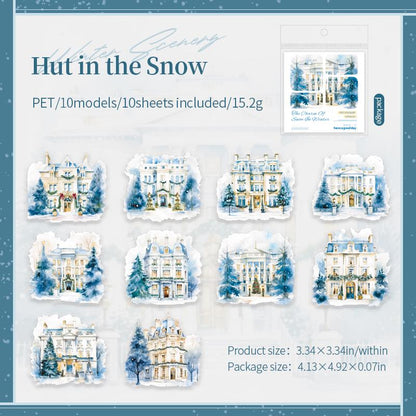 Snow Winter Landscape Sticker | Cute Decorative Stickers for Planner Junk Journal Collage Album Scrapbooking Supplies