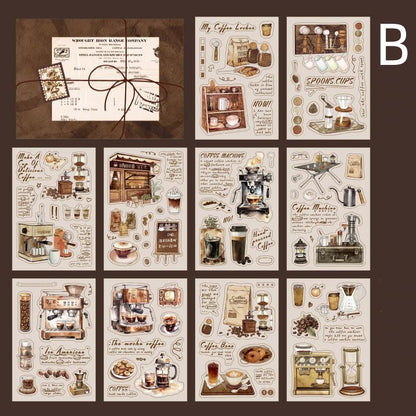 20 Sheets Hand-Drawn Cute Coffee Bread Sticker Pack for Scrapbooking and Junk Journaling | Planner Scrapbooking Craft Collage Kit Supplies