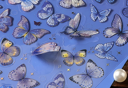 Retro Silver Foiled Butterfly Flower Sticker Sheet | Decorative Stickers | DIY Collage Planner Journal Scrapbooking Kids Craft Supplies