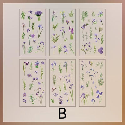 6pcs Flowers Plants Transparent Sticker | Floral Botanical Stickers | Planner Bullet Journal Junk Journal Craft Collage Stickers
